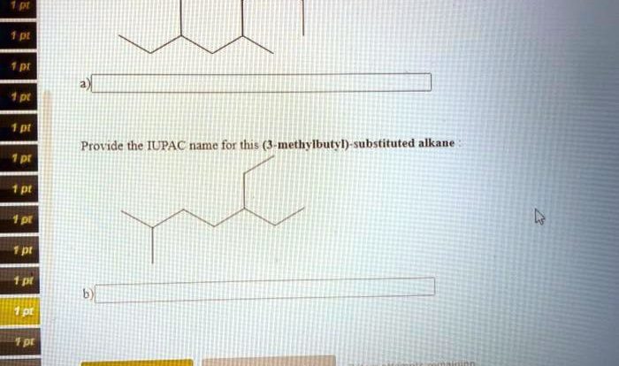 Solved iupac methylbutyl provide name transcribed problem text been show has