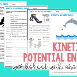 Potential and kinetic energy problems worksheet